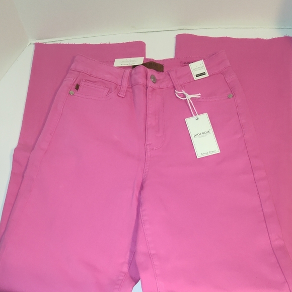 Judy Blues Hot Pink Garment Dyed Size 3 Size 26 Straight Leg Jeans
